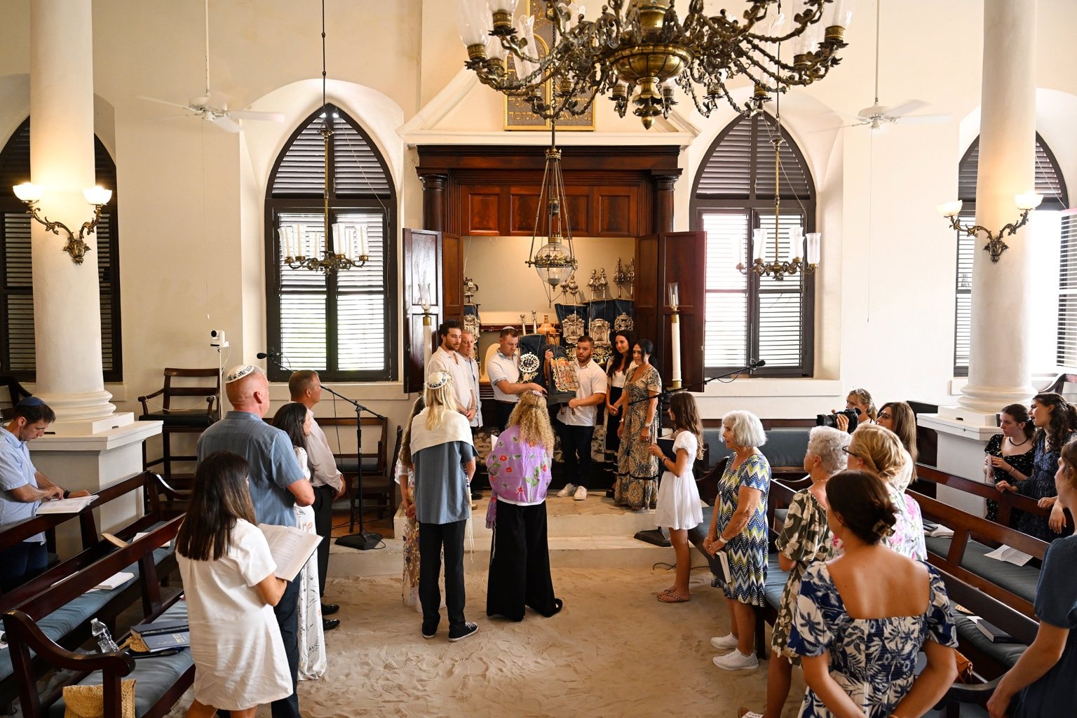 Indoor ceremony space for a mitzvah celebration