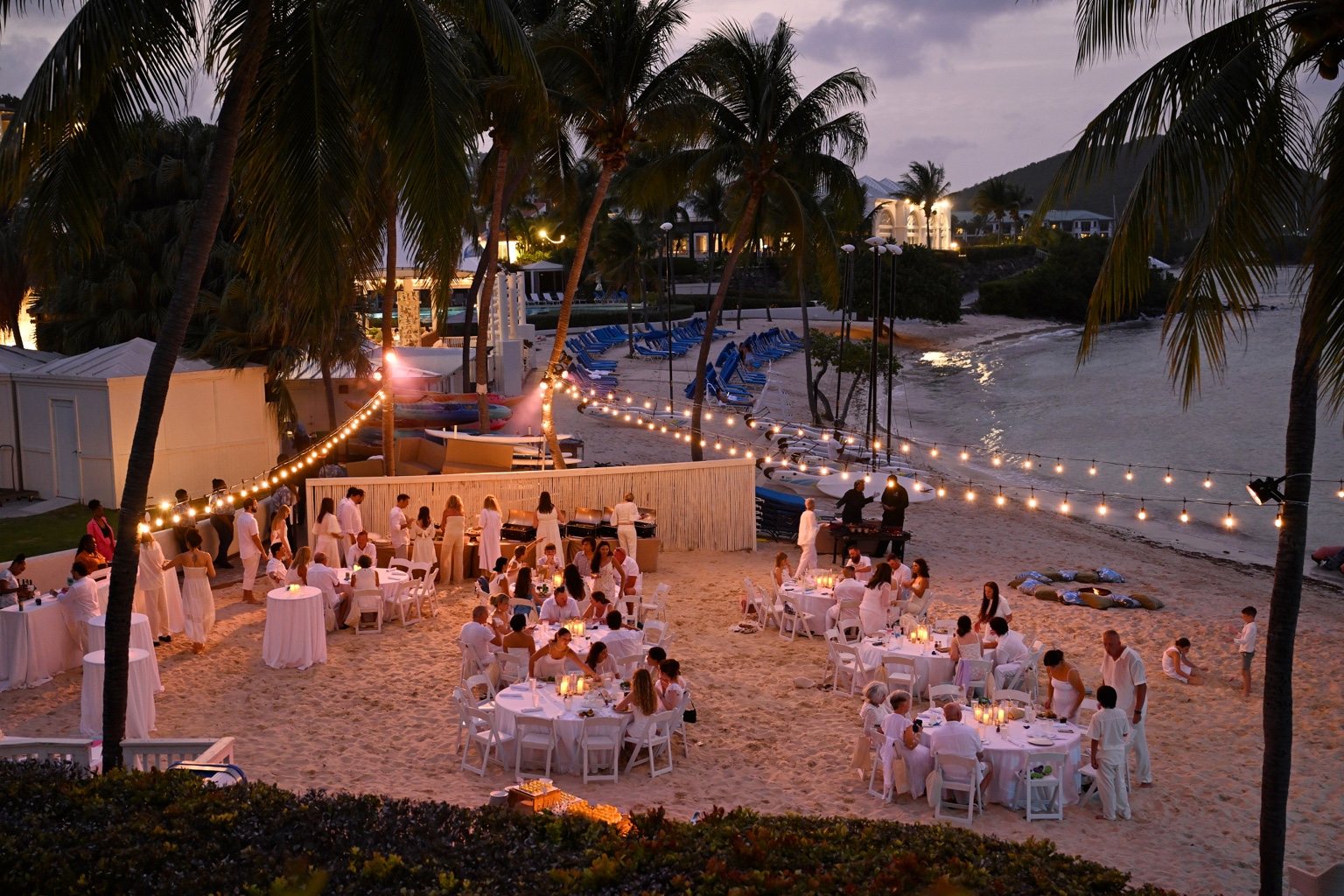 Beachfront hotel set for a white themed celebration